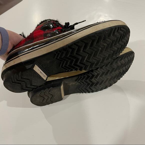 Sorel Out N About Red Buffalo Plaid Winter Rain Mud Duck Boots Size 9 - Picture 10 of 11